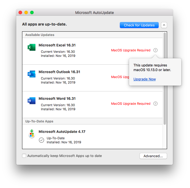 how to run microsoft autoupdate on mac